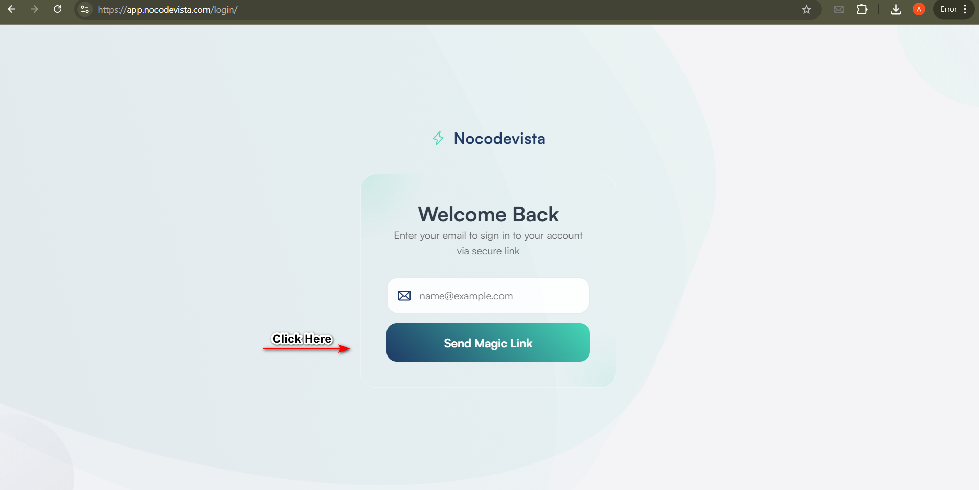 Login screen