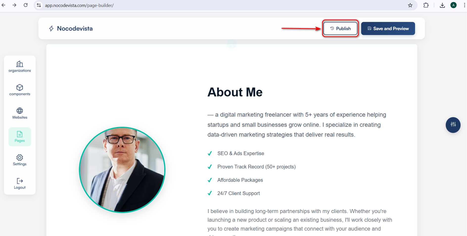 Website Published Successfully Modal