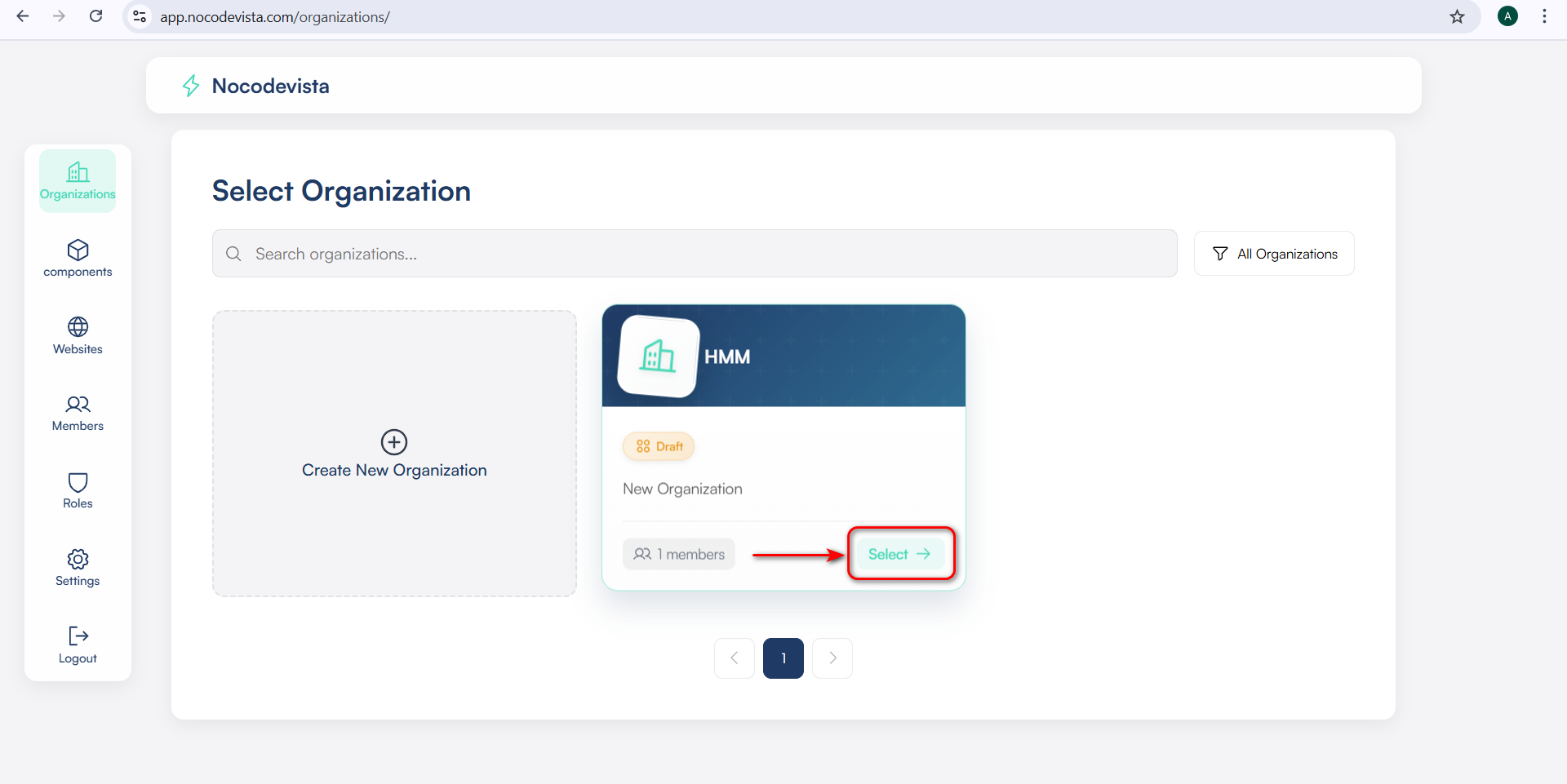 Organization Select